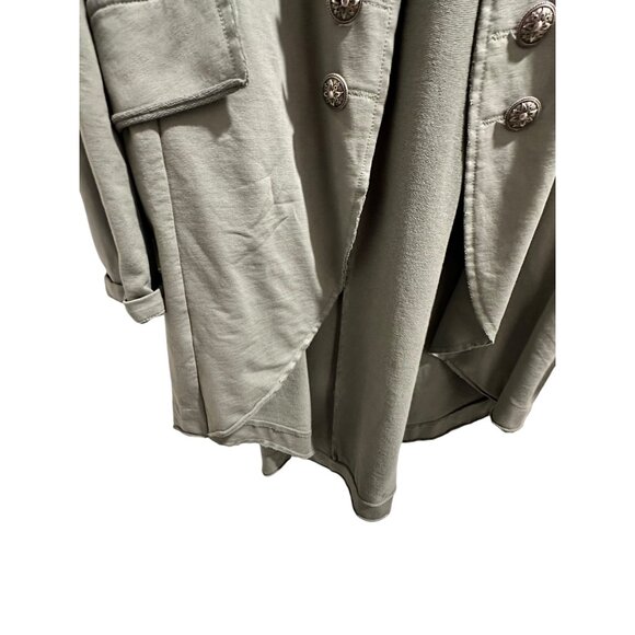💰BOGO💰Long Green Cascading Military Jacket with Silver Buttons on Front sz M - Picture 4 of 12